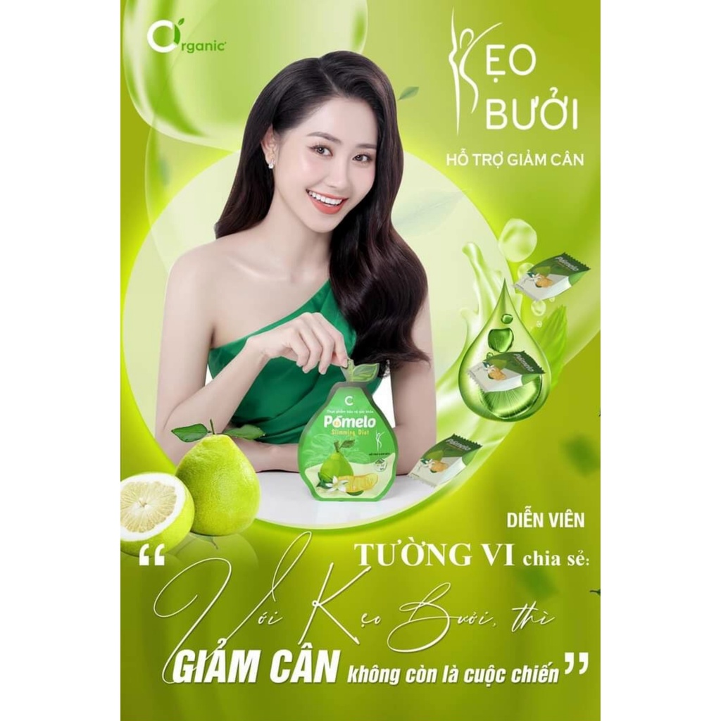 Kẹo bưởi giảm cân Pomelo Slim Diet CiOrganic gói 10 viên dáng đẹp eo thon giảm cân an toàn hiệu quả