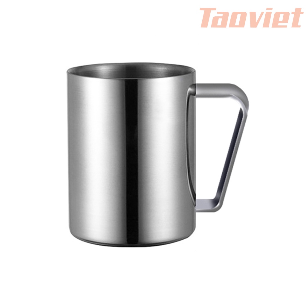 Ca Inox 304 cao cấp dung tích 500ml KHÔNG NẮP Ly Inox có quai hai lớp uống nước có quai dung tích lớn