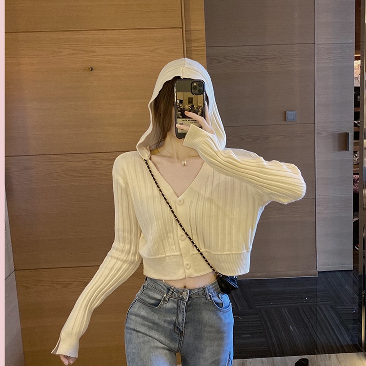 Áo khoác Cardigan dệt kim có mũ trùm thời trang thu đông hàn quốc