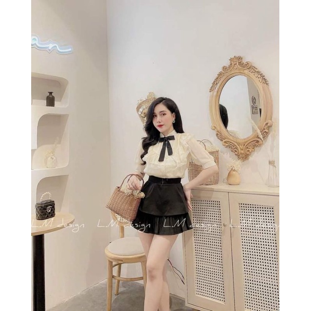 Sơ mi bèo + nơ siêu xinh