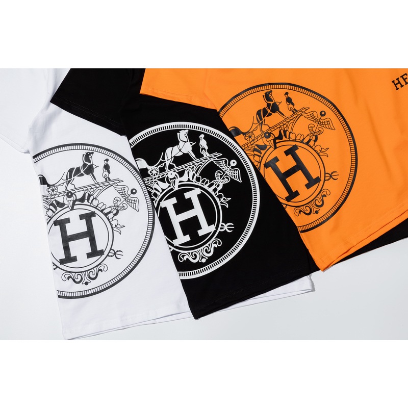 Áo Thun Tay Ngắn In Chữ Hermes Đơn Giản Thời Trang Cho Nam Nữ