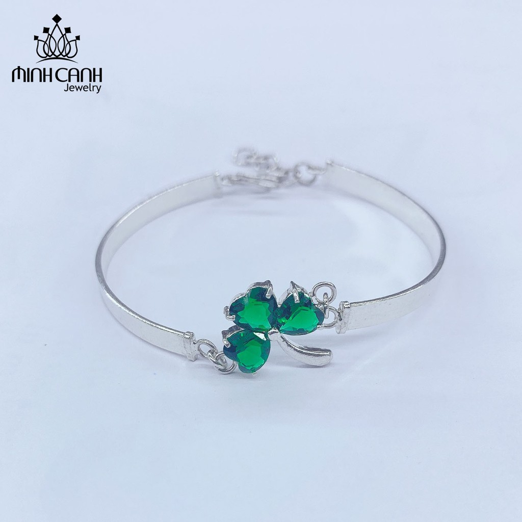 Vòng Tay Cỏ 3 Lá May Mắn Dạng Kiềng Cứng - Minh Canh Jewelry