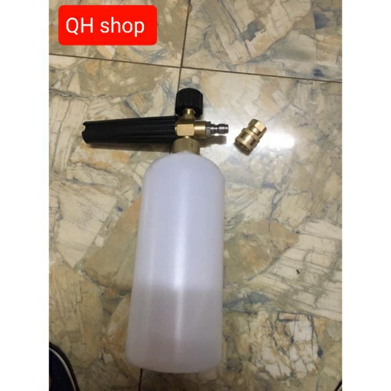 Bình bọt tuyết LOẠI 1000ml và súng rửa xe + bình tạo bọt tuyết cao cấp cho máy rửa xe áp lực  (Ren ngoài 22mm và 14mm)