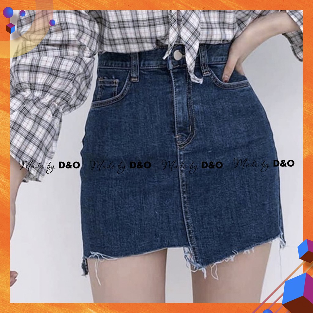 [Size 32~36] Quần Váy Jeans Cắt Lai Tua 2 Lai - Đen/Xanh Đậm - Có Quần Trong, Lưng Cao, Co Giãn | BigBuy360 - bigbuy360.vn