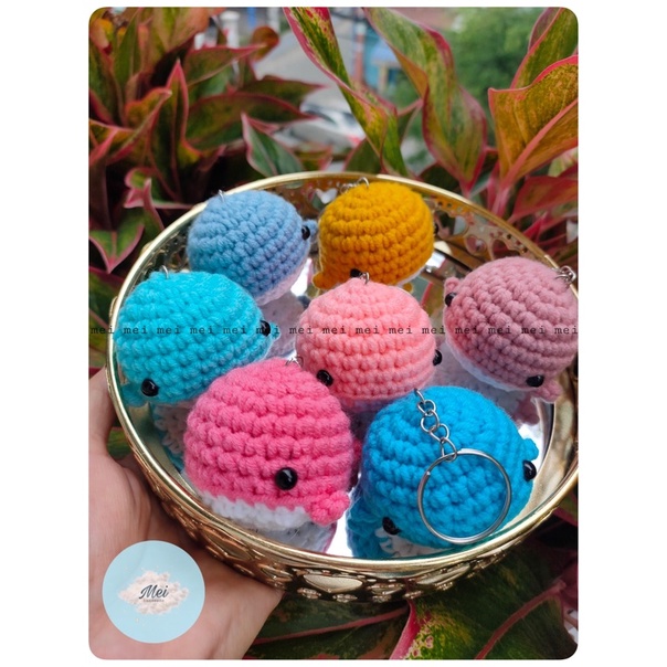 MÓC KHOÁ CÁ VOI WHALE XINH XẮN- Móc khoá cá heo bằng len móc cute màu sắc cho bạn lựa chọn Dolphin keychain
