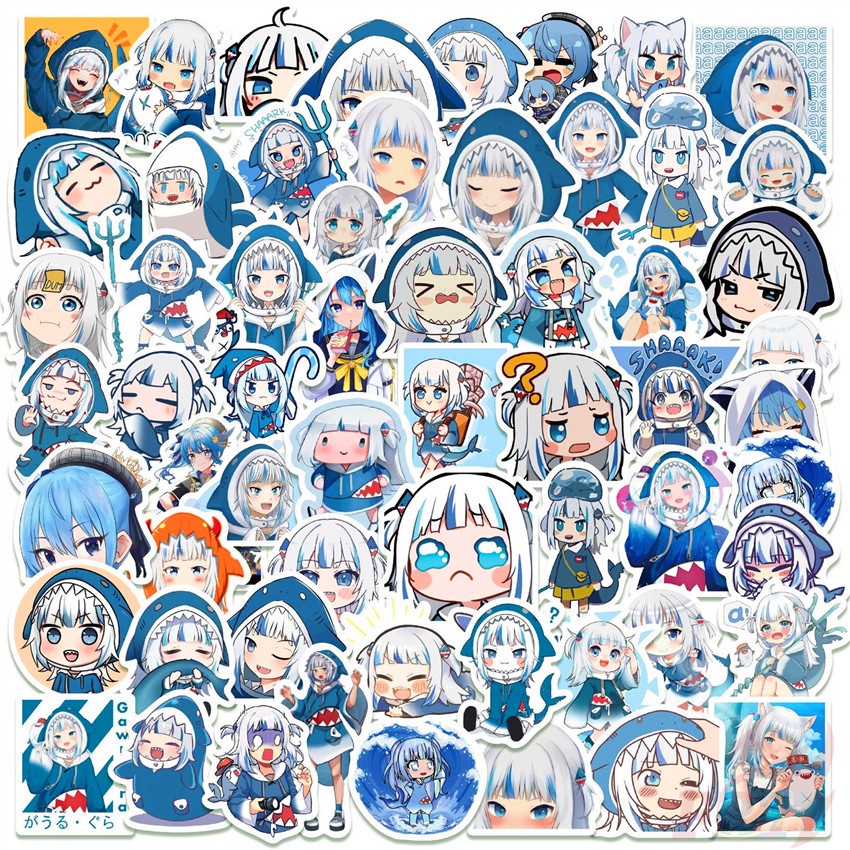 Set 60 Món Đồ Chơi Chất Lượng Cao ❉ Hình Dán Hololive Vtuber Gawr Gura Series 04 ❉ Miếng Dán Đề Can Chống Thấm Nước Vẽ Nguệch Ngoạc Thời Trang DIY