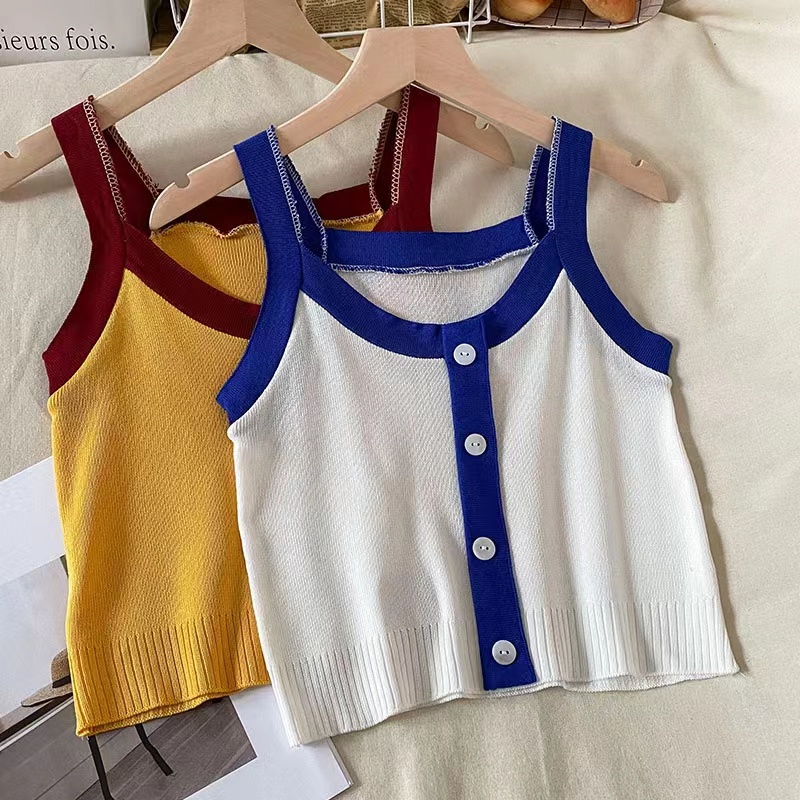 SUXI Áo Dệt Kim Không Tay Dáng Ôm Thời Trang Mùa Hè Giản Dị Quyến Rũ Dành Cho Nữ