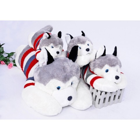 Gấu Bông Chó husky chó sói gấu nhồi bông áo len đáng yêu cao cấp  mềm mịn