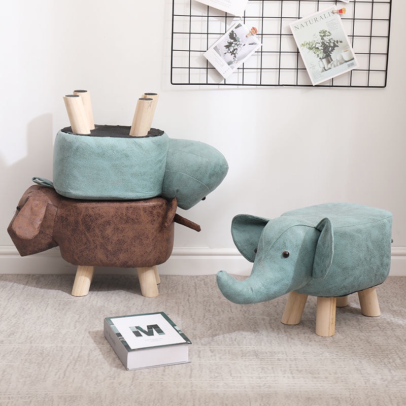 Hàng Sẵn Ghế Đôn Hình Con voi Ghế Ngồi Cho Bé Hình Con Vật Đáng Yêu Chân Gỗ【Tennessee052】
