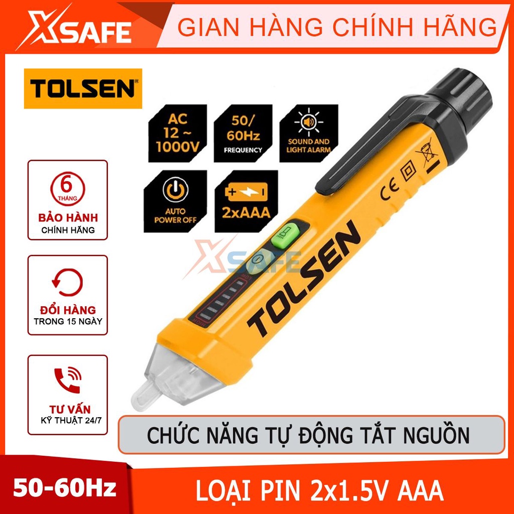 Bút thử điện kỹ thuật số đa năng 12-1000V TOLSEN 38110 đầu dò điện áp cảm ứng dây pha không tiếp xúc dòng điện