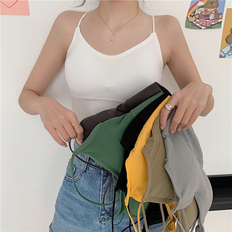 HUANG YOYO Áo Croptop Áo hai dây thể thao thời trang Hàn Quốc cho nữ