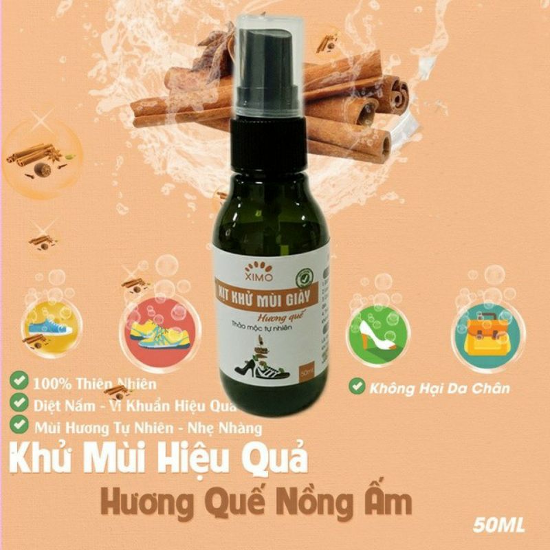Xịt khử mùi giày công nghệ Nano bạc cùng với mùi hương quế tự nhiên chiết xuất 100% từ quế