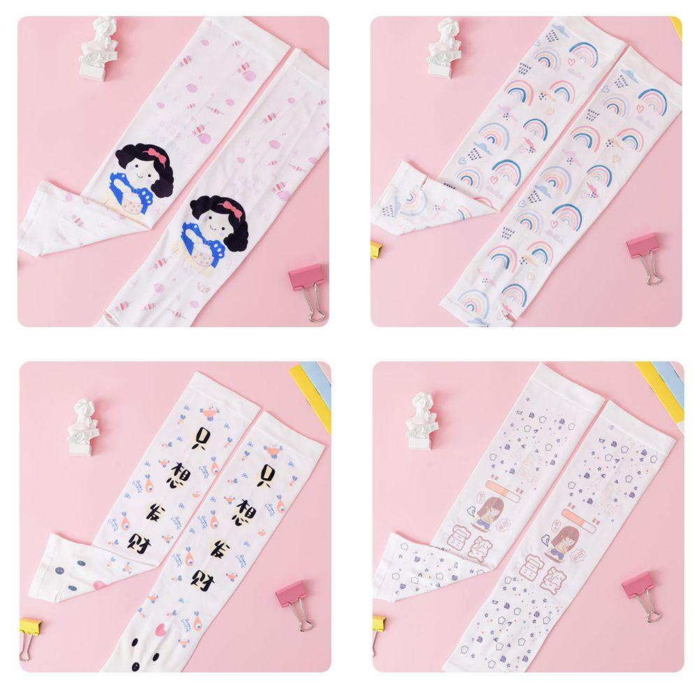 Găng Tay Chống Nắng Tia UV Bằng Lụa Lạnh In Họa Tiết Hoạt Hình Cho Nữ