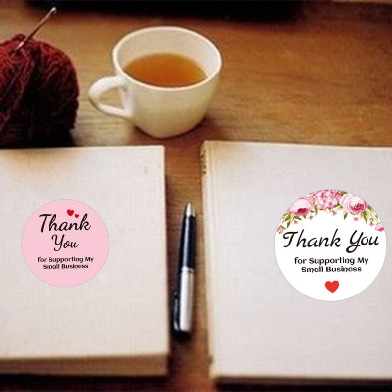 500 nhãn dán tròn in chữ Thank you để dán trang trí hộp quà thủ công