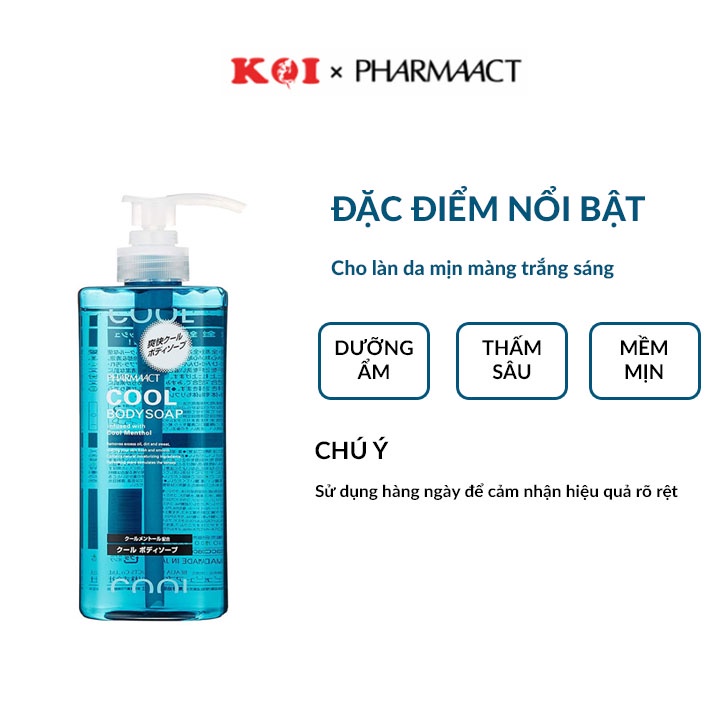 Sữa tắm mát lạnh cho nam Pharmaact Cool Body Soap hương bạc hà 600ml