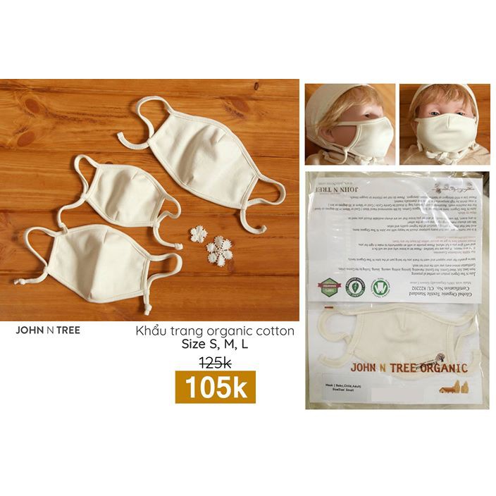 Khẩu trang cho bé và mẹ organic cotton JOHN N TREE | BigBuy360 - bigbuy360.vn