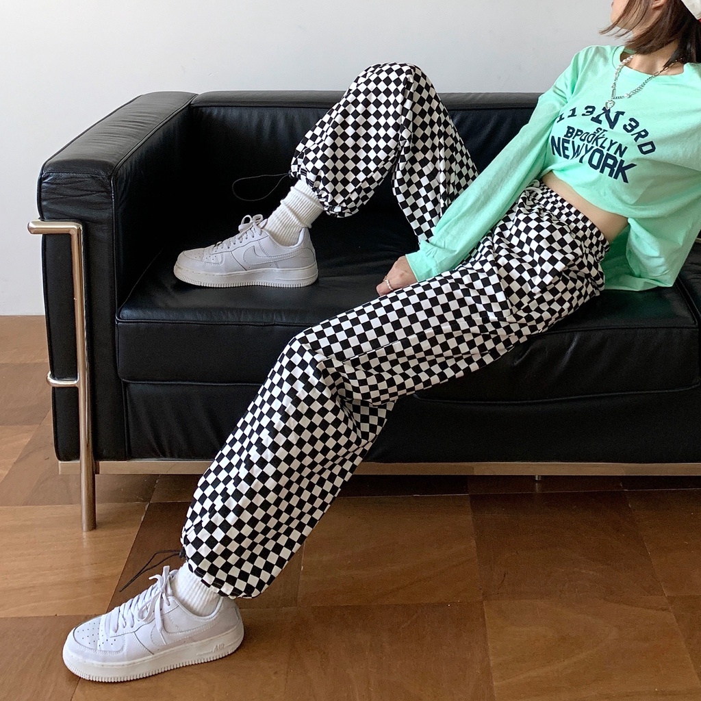 Quần ống rộng Sọc Ca Rô Hồng Thời Trang Trẻ Trung Cho Nữ size S-4XL