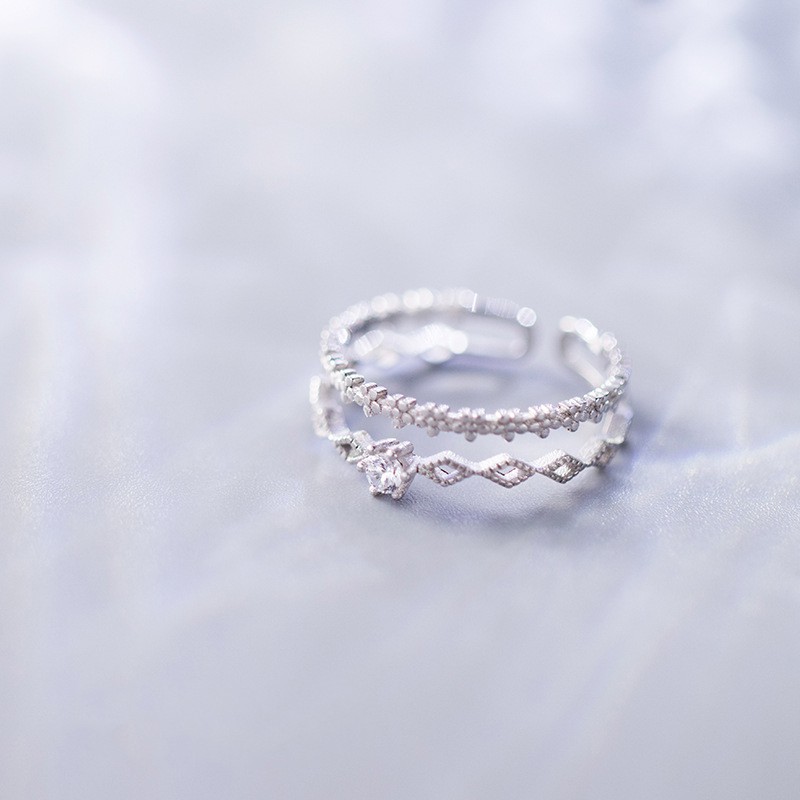 Nhẫn Bạc S925 Kép Đính Đá NLARJ4728. Nhẫn Bạc 925 Nữ 20Silver