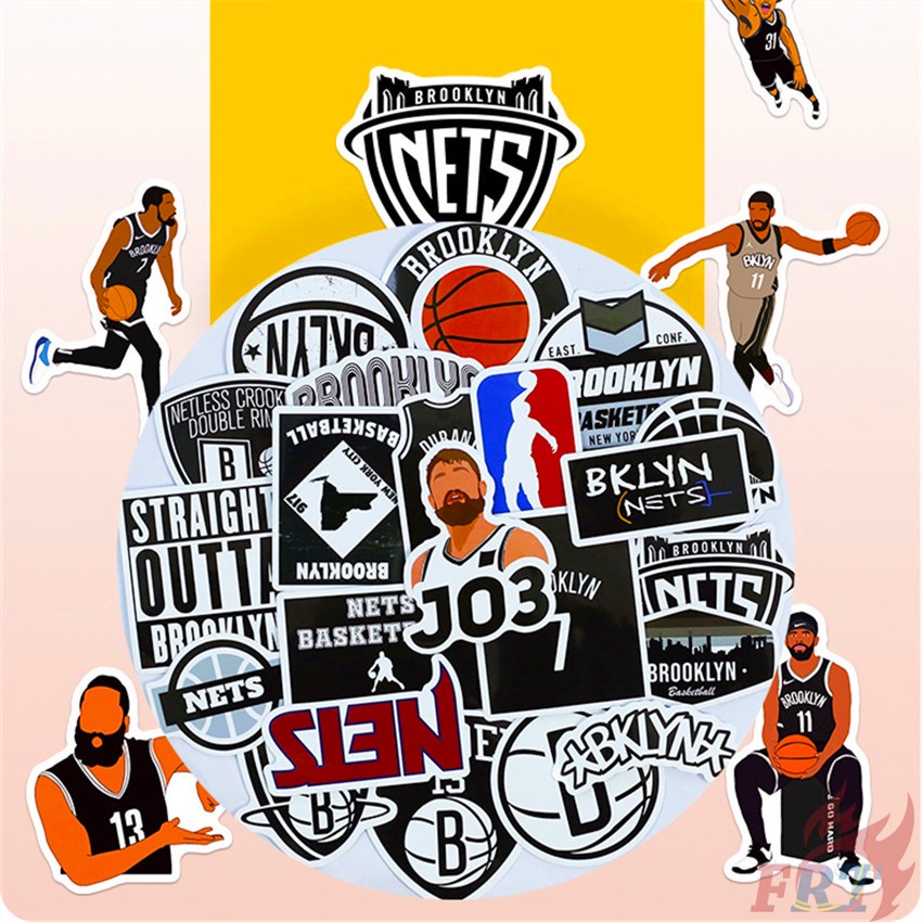 ❉ Brooklyn Nets - NBA Teams Series 01 Nhãn Dán ❉ Bộ 50 Miếng Dán Chống Thấm Nước Hình Bóng Rổ Thời Trang