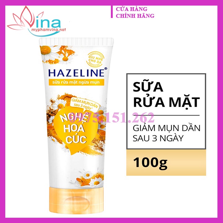 Sữa rửa mặt Hazeline sáng da nghệ kiwi (100g)