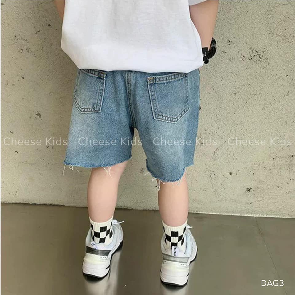 quần short jean bé trai, quần bò bé trai ngố mềm cheesekids 11 đến 21kg