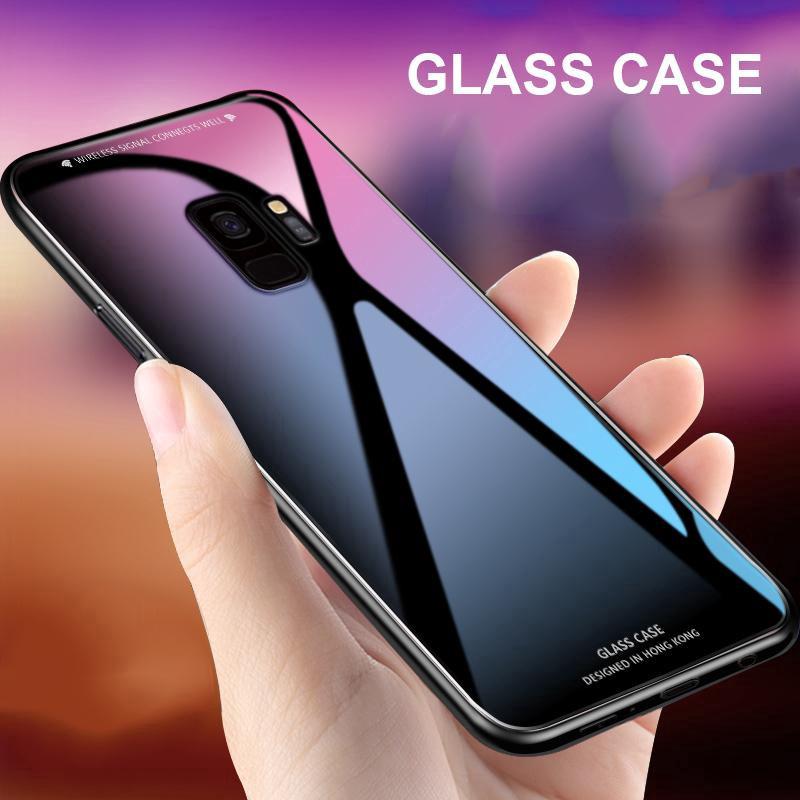 Ốp điện thoại kính cường lực đơn giản thời trang cho Samsung Galaxy A8 Plus