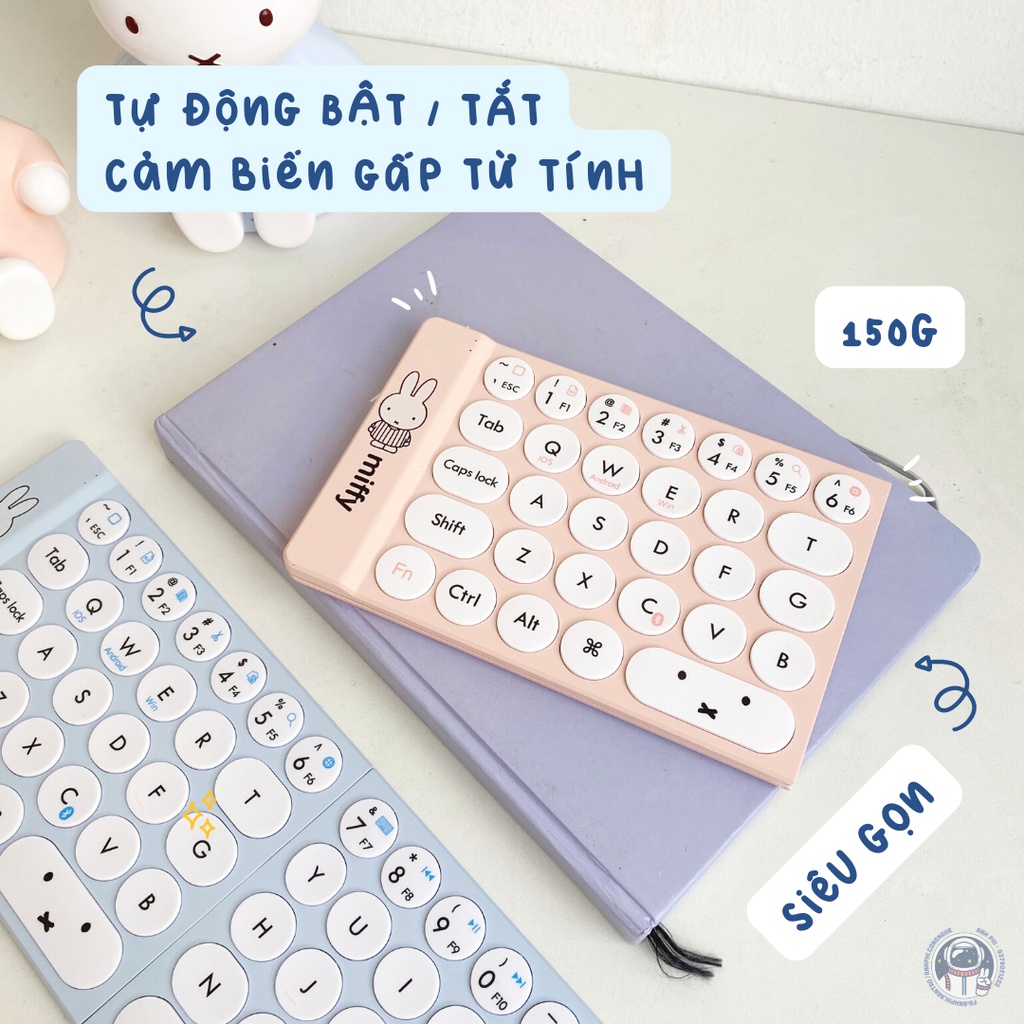 Bàn Phím Gập Gọn Bluetooth mini Thỏ Miffy Dễ Thương