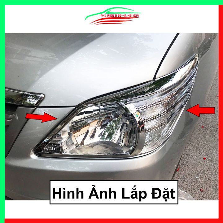 Ốp viền đèn pha hậu mạ crom Innova 2012-2015 chống trầy trang trí bảo vệ xe