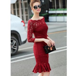 Hàng nhập _ Đầm ren đuôi cá cao cấp D31