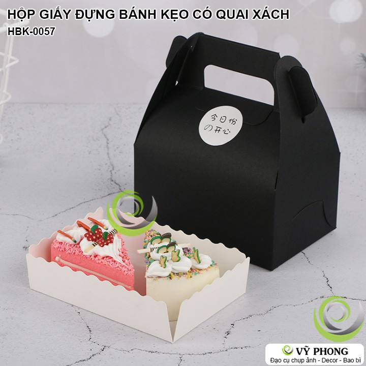 HỘP ĐỰNG BÁNH KẸO QUÀ TẶNG GIẤY KRAFT / TRẮNG CÓ QUAI XÁCH HỘP CRAFT ĐỰNG BÁNH KEM BÁNH CUỘN  HBK-0057