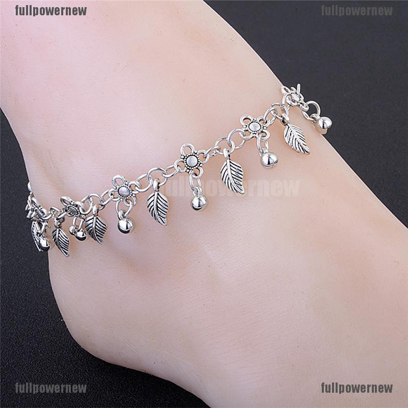 Lắc chân mắt xích kim loại đính hình chiếc lá và đồng xu phong cách Bohomian | BigBuy360 - bigbuy360.vn