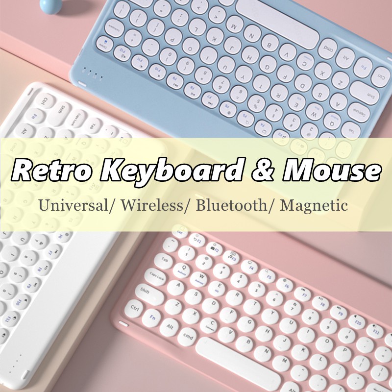 Bộ Bàn Phím Và Chuột Bluetooth Không Dây Hình Tròn 10 inch Có Nam Châm Thông Dụng Cho iPad / Laptop / Điện Thoại