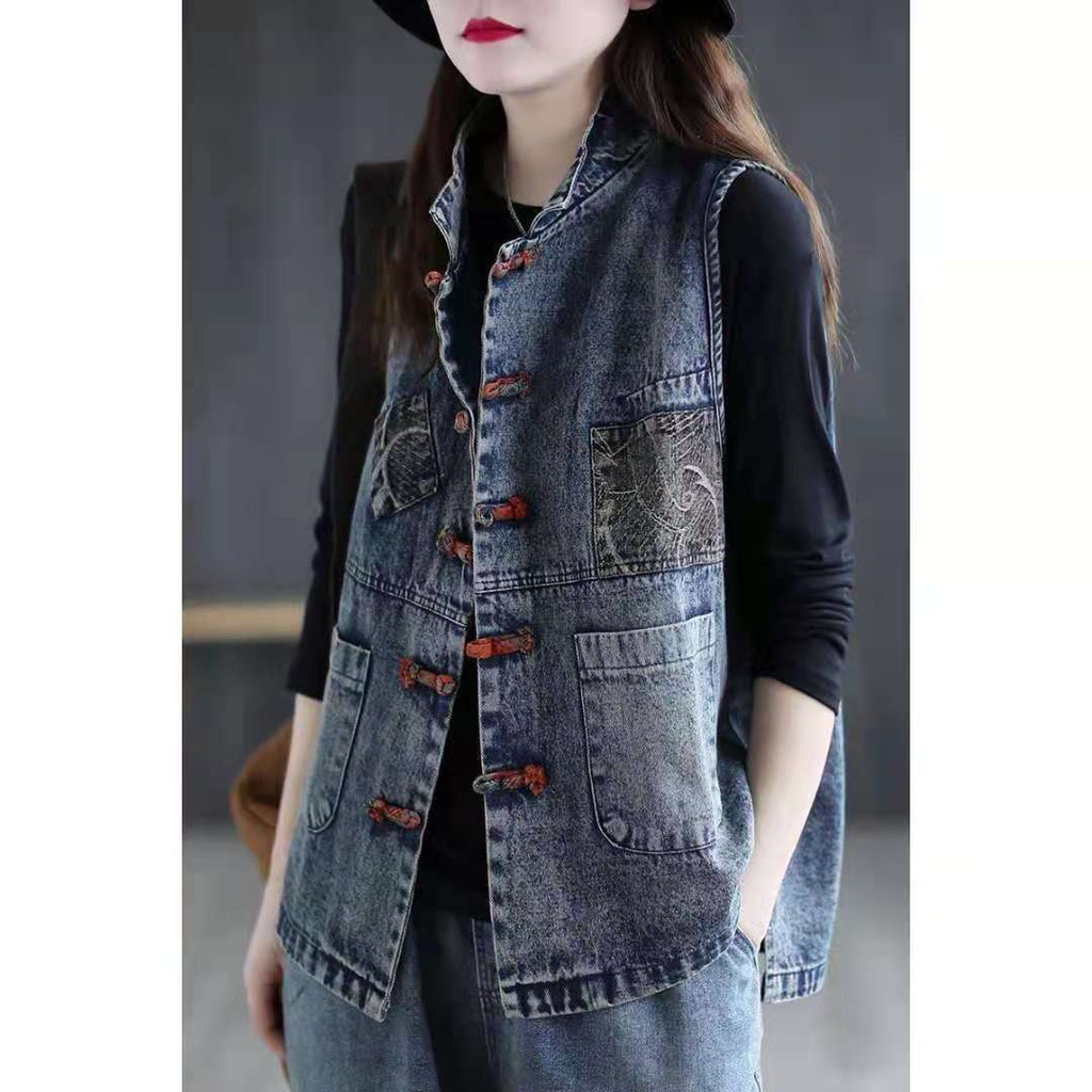 Áo vest cowboy 2021 mùa xuân in chữ nghệ thuật RETRO lar lar nel stream 2021 cho nữ ưa chuộng | BigBuy360 - bigbuy360.vn