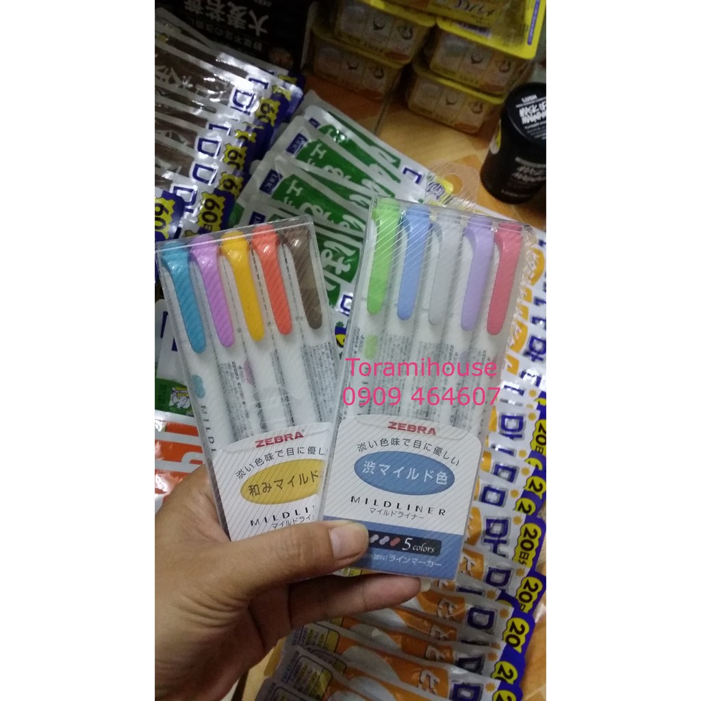 Bút dạ quang Zebra Mildliner (đủ màu) set 5 cây