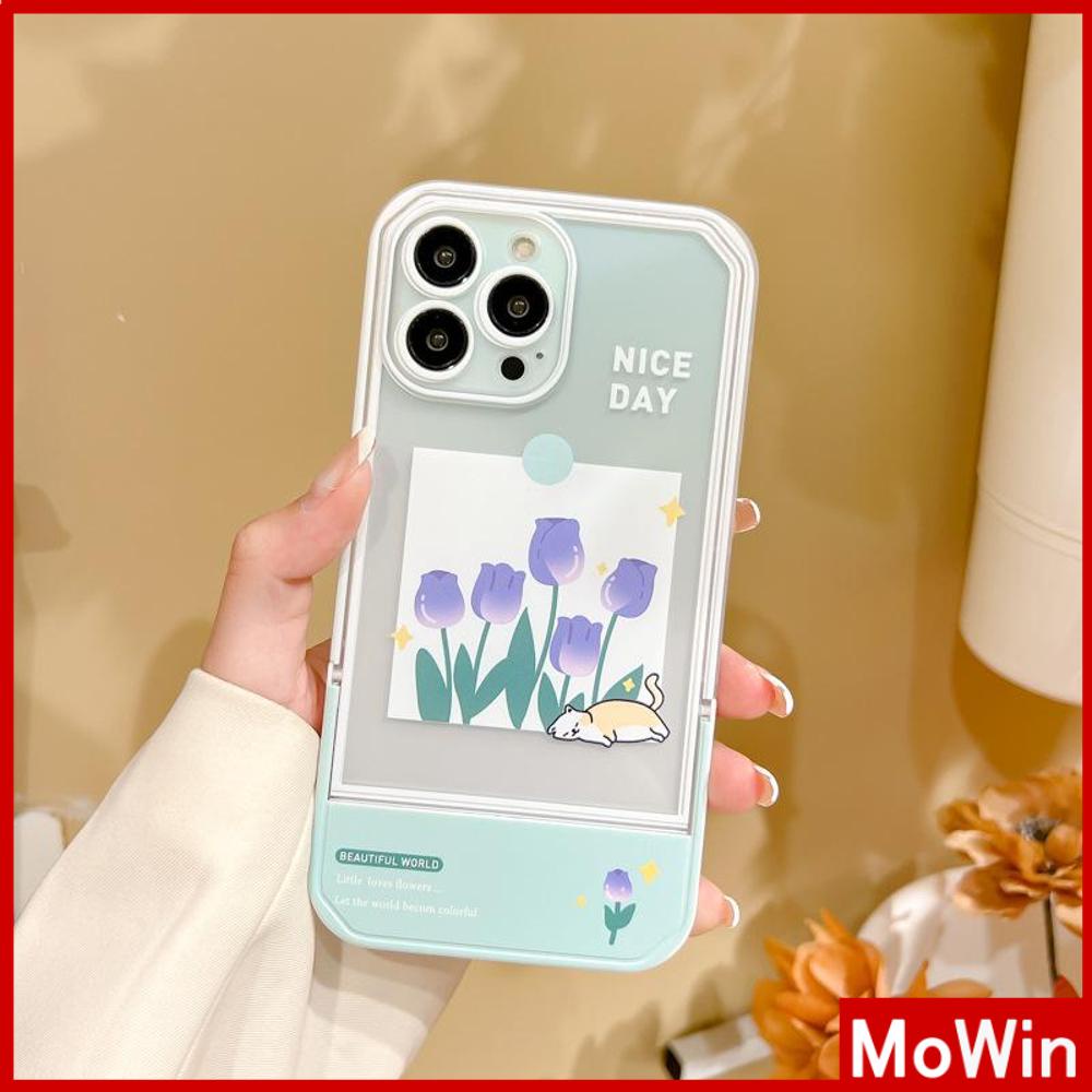 iPhone Case Acrylic Invisible Folding Stand Silicone Soft Case Airbag Shockproof Cover Camera Flower Compatible For iPhone 11 Pro Max 13 Pro Max 12 Pro Max 7Plus xr XS Max
