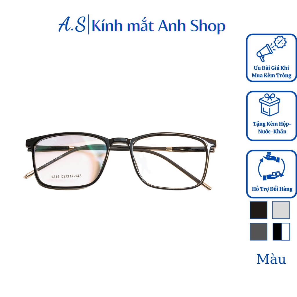 Gọng kính vuông thời trang nam nữ gọng kính kiểu thanh mảnh dễ ôm sát mặt 1215