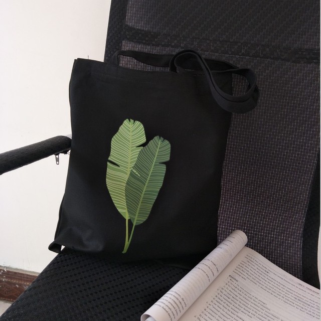 Túi tote vải PaPu TT04, họa tiết lá chuối siêu cưng