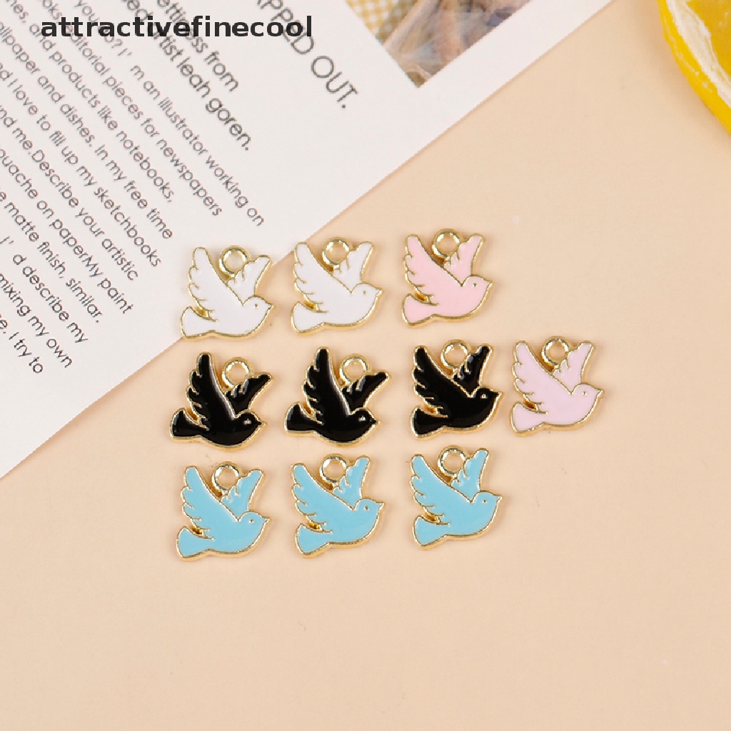 Set 10 Mặt Dây Chuyền Hình Chim Bồ Câu Bằng Kim Loại Kích Thước 10 * 10mm
