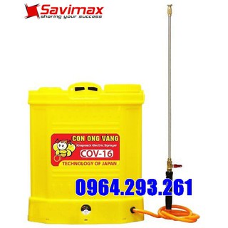 Máy phun thuốc trừ sâu, bình xịt thuốc giá rẻ chạy bằng acquy CON ONG VÀNG, COV16-vàng