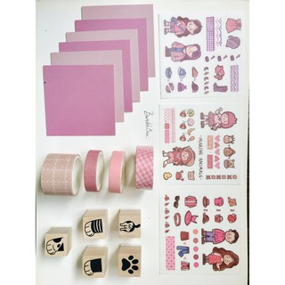 SET Bullet Journal  dễ thương( gồm washi tape, giấy note, highlight, stamp và sticker)