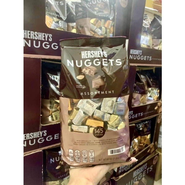(hàng chuẩn Auth) - Socola Nuggets Hershey's Assortment Chocolate túi 145 viên 1,47kg, date t4/2023