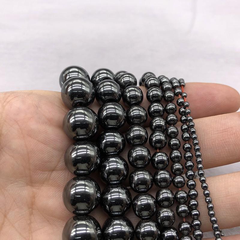 Chuỗi Hạt Đá Hematite Tự Nhiên 4-12mm 4 Màu Làm Vòng Tay Cho Nam