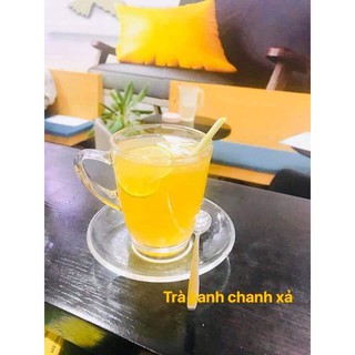 Bộ cốc + đĩa thủy tinh pha trà chanh, trà hoa