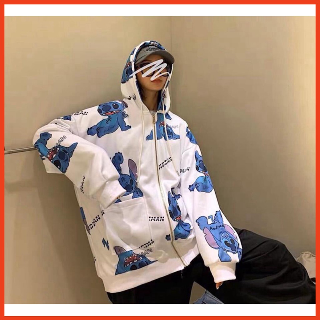 🌈𝗡𝗘𝗪 𝗔𝗥𝗥𝗜𝗩𝗔𝗟💢 Áo Khoác Nỉ Oversize Hình Stitch Xanh Siêu Xinh Dáng Rộng Unisex | BigBuy360 - bigbuy360.vn