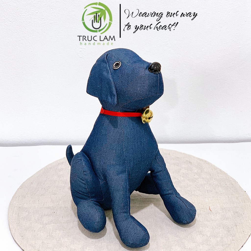 Đồ Chơi Cho Bé Thú Nhồi Bông Hình Con Chó Ngồi Đeo Chuông Bông Gòn Cao Cấp – Trúc Lâm Handmade