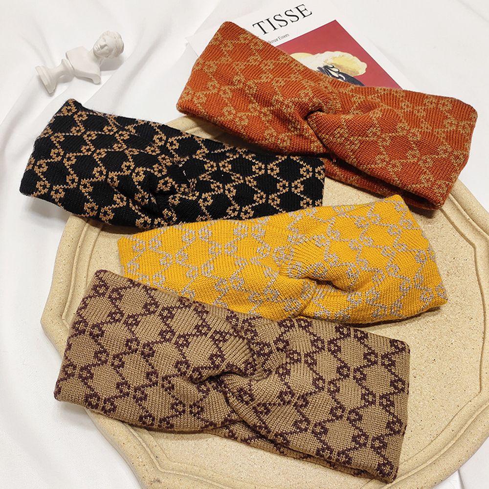 Băng Đô Turban Bản Rộng Co Giãn Mềm Mại Họa Tiết Kẻ Ô Cổ Điển Thanh Lịch Dành Cho Bạn Nữ