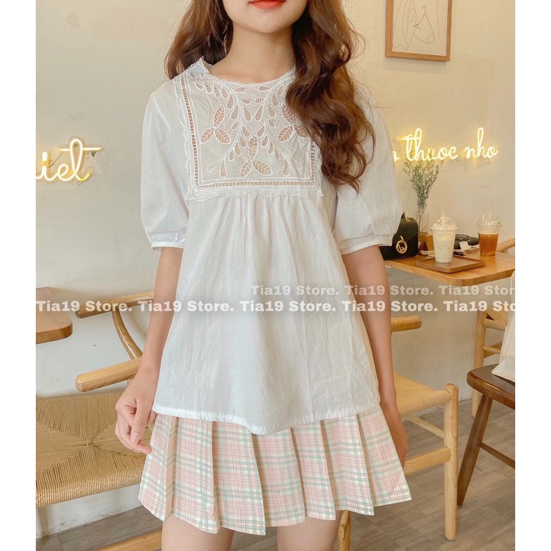 Chân váy tennis kẻ ulzzang ( Ảnh thật Tia19 chụp)