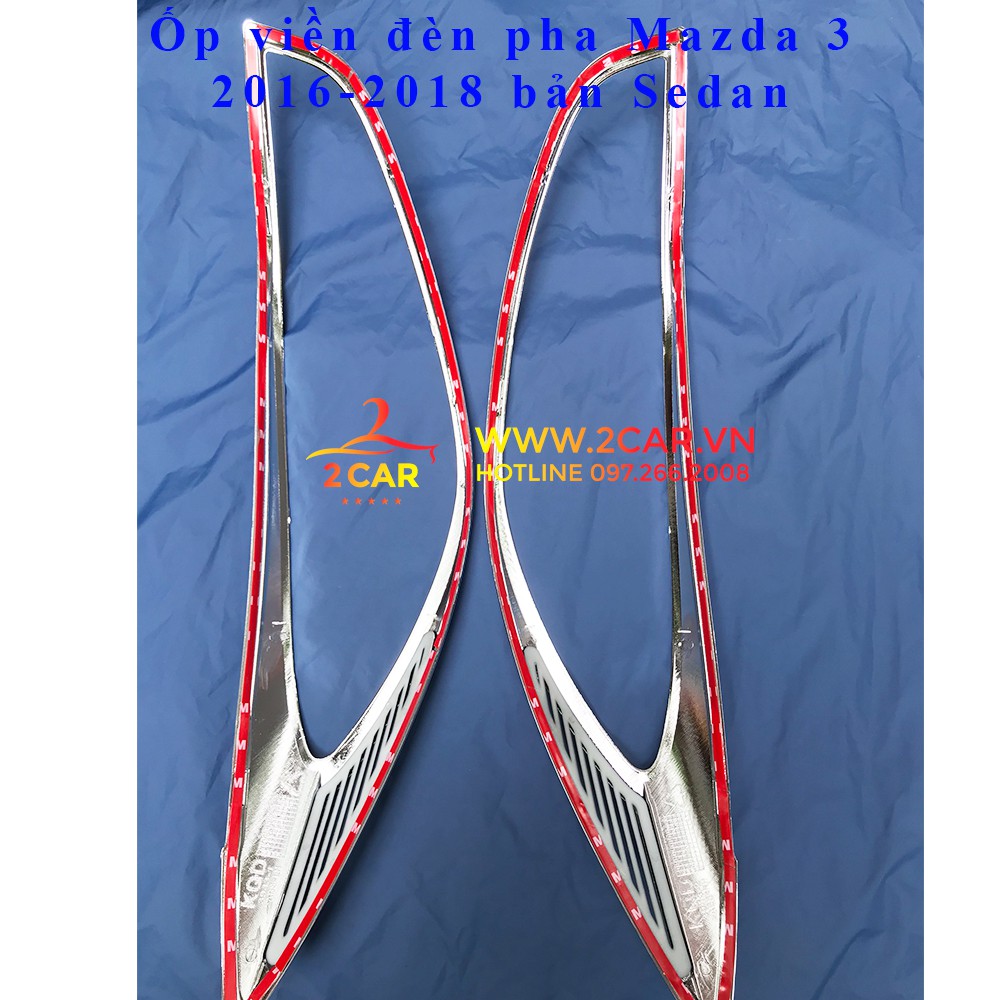 Ốp viền đèn pha + hậu xe Mazda 3 2016- 2018- 2019