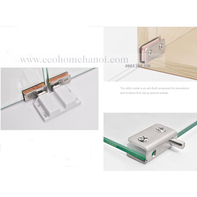 Bản lề cối xoay cánh kính tủ chất liệu inox gồm cánh đơn hoặc cánh đôi mã H3512