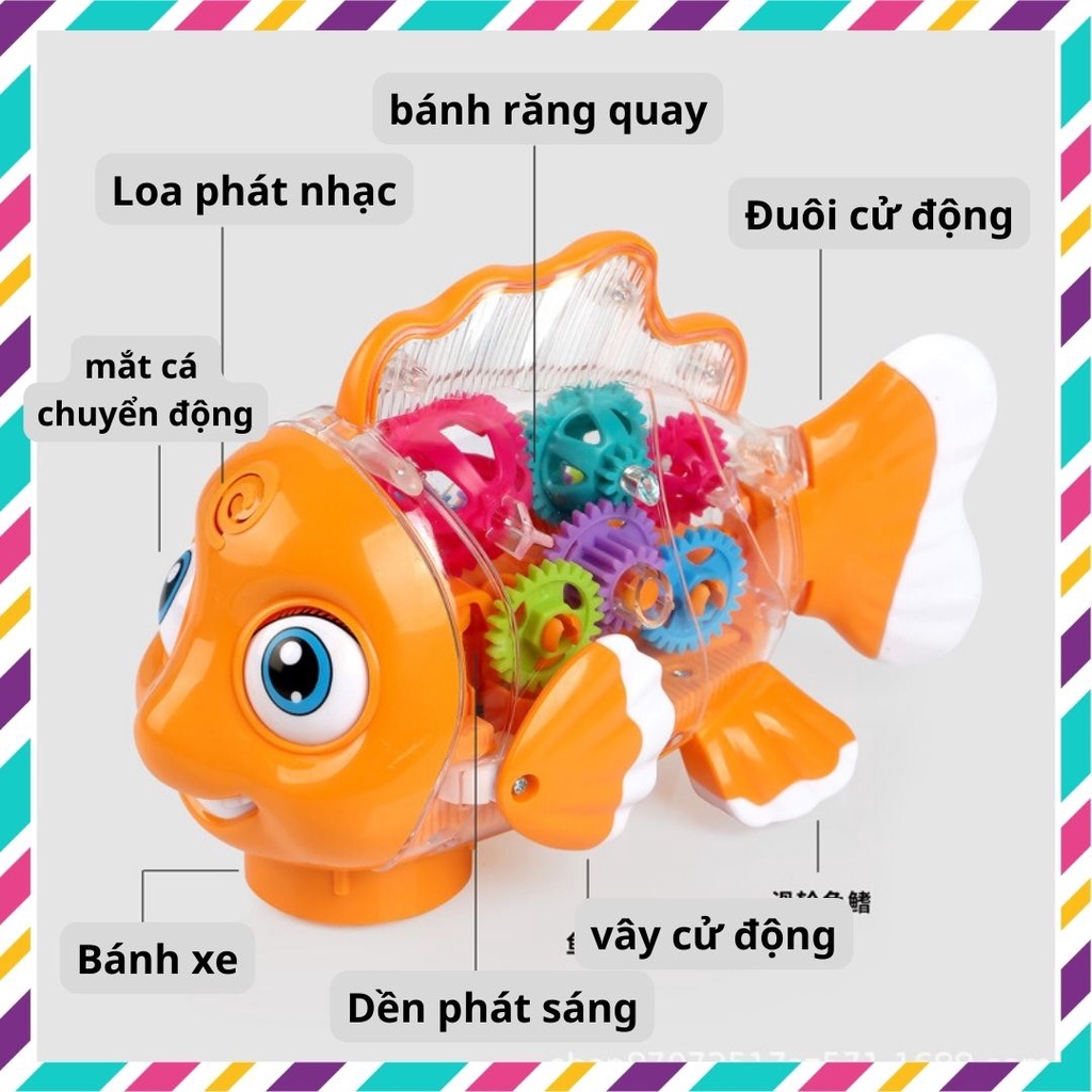 Con cá đồ chơi, đồ chơi con cá vàng Nemo biết chạy có nhạc và đèn cho bé
